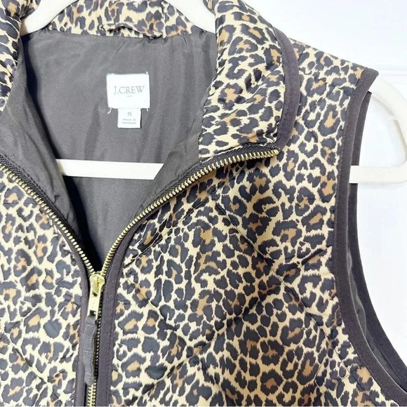 J. CREW FACTORY Leopard Printed Puffer Vest Preppy Animal Print Quilted Small - Picture 3 of 6